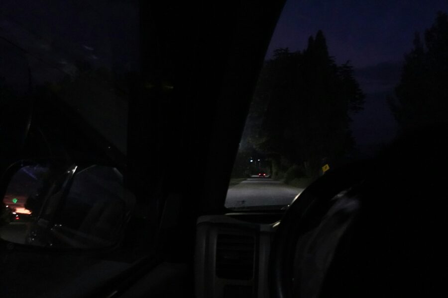 Car dashboard camera night road