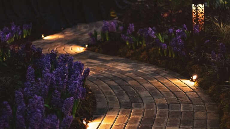 Outdoor path lighting evening garden