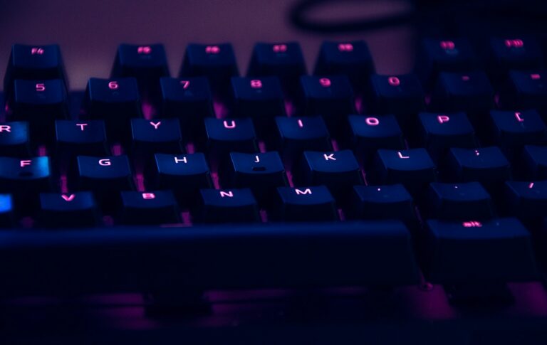 Mechanical keyboard key switches closeup