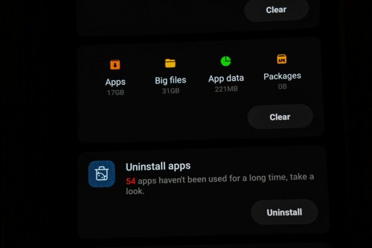 Iphone android storage usage screen
