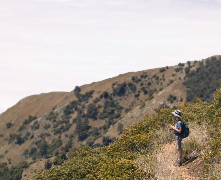 Hiker looking gps