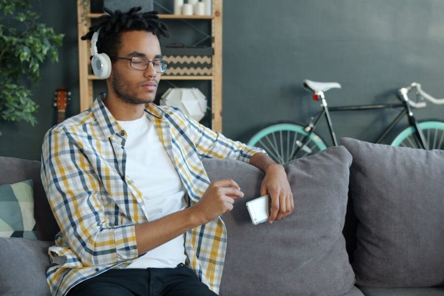 Person wearing headphones