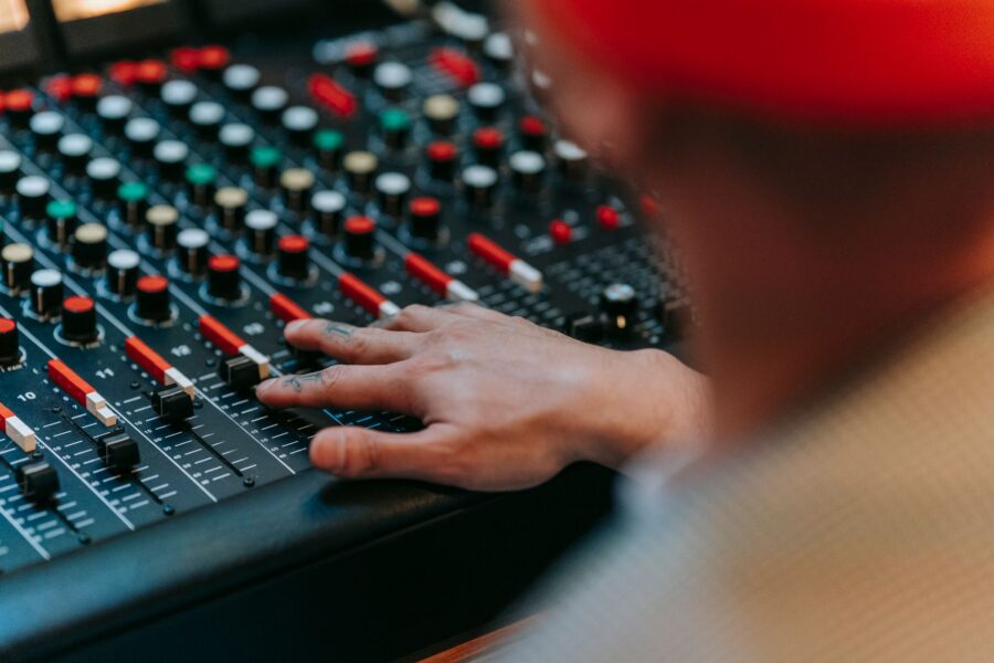 Person adjusting audio