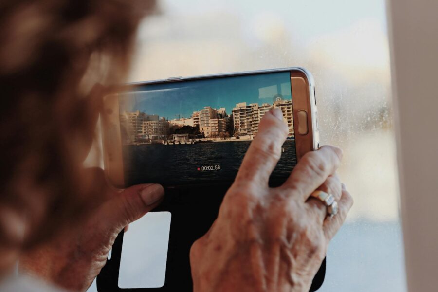 Hand holding smartphone