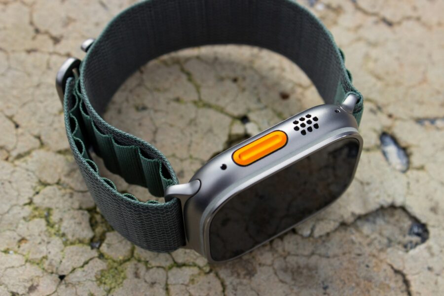Smartwatch call speaker microphone closeup