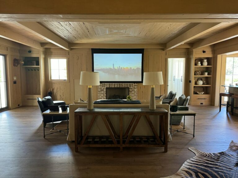 Portable projector living room white wall