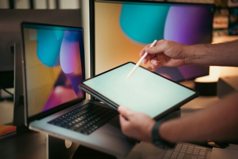 Person testing tablet