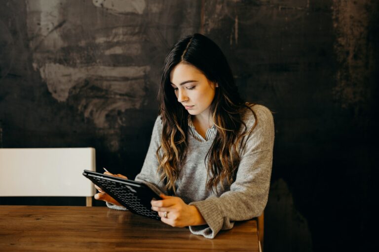 Student using tablet