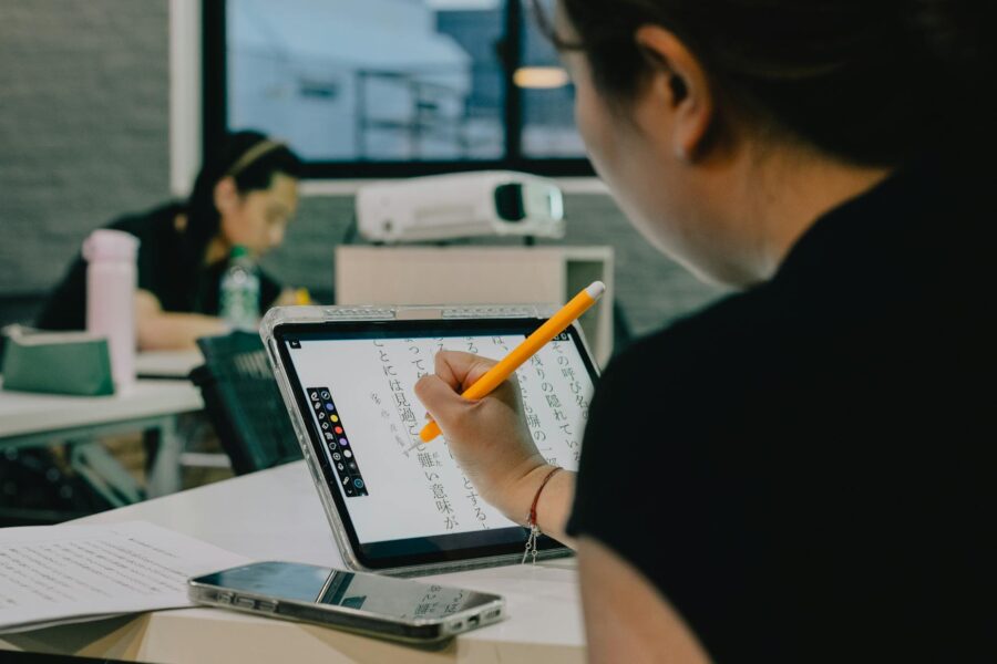 Student using tablet