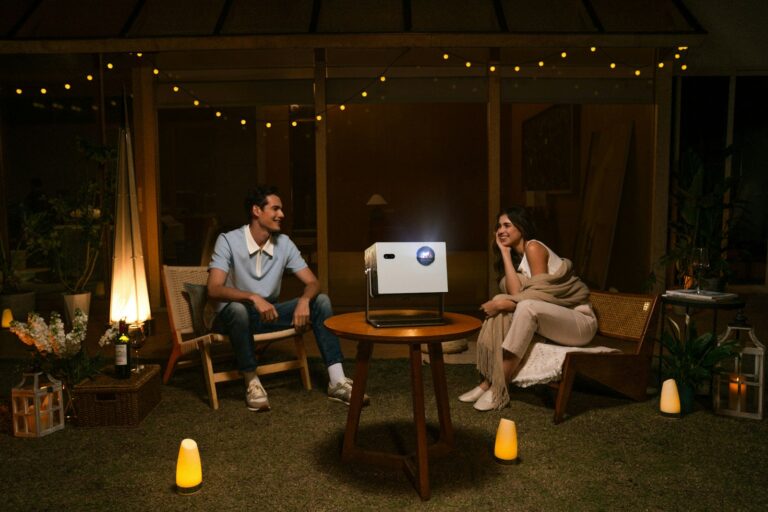 Portable projector backyard