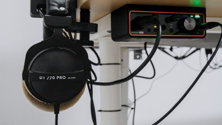 Studio headphones desk