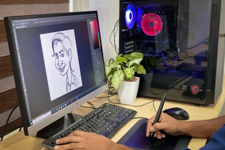 Digital artist drawing