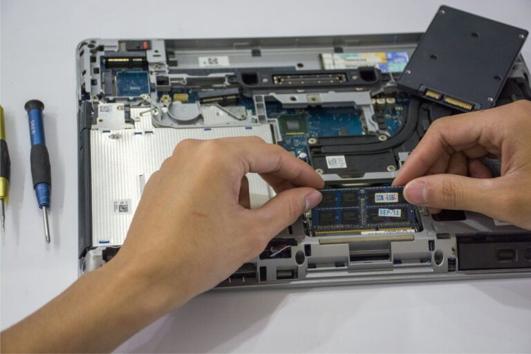 Opened laptop ssd