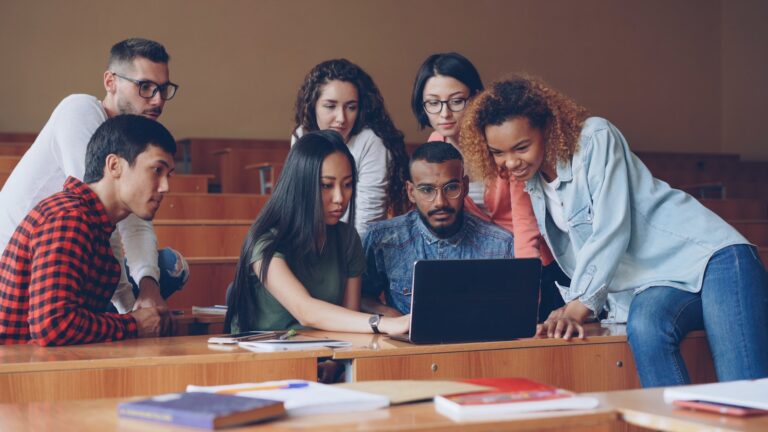 University classroom students